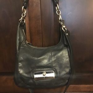 Coach black leather purse w silver hardware